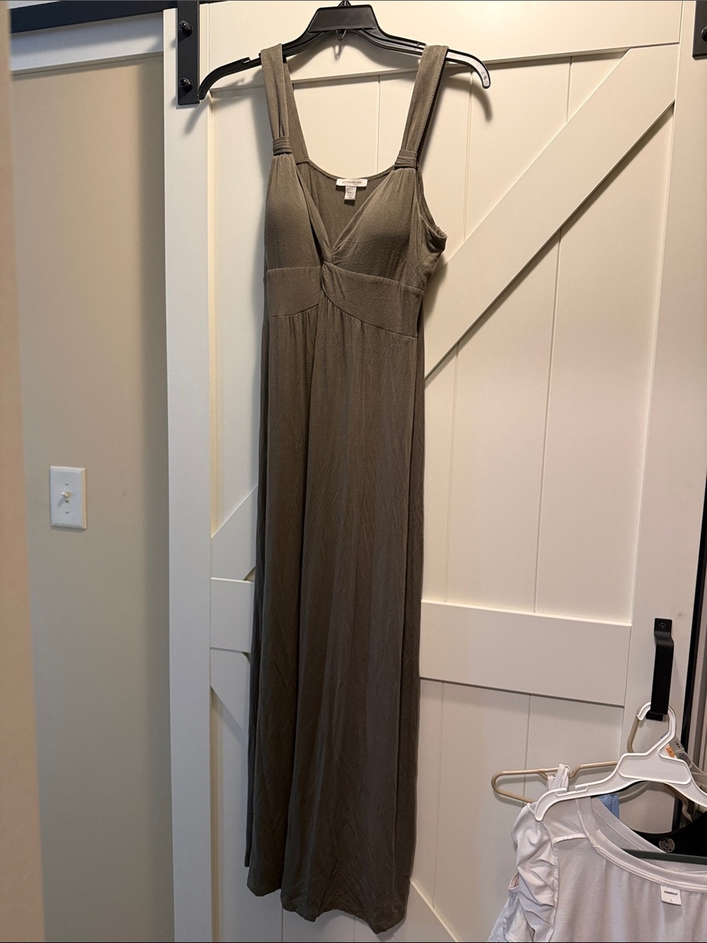 Boston Proper Olive Green Maxi Dress with Wide Straps